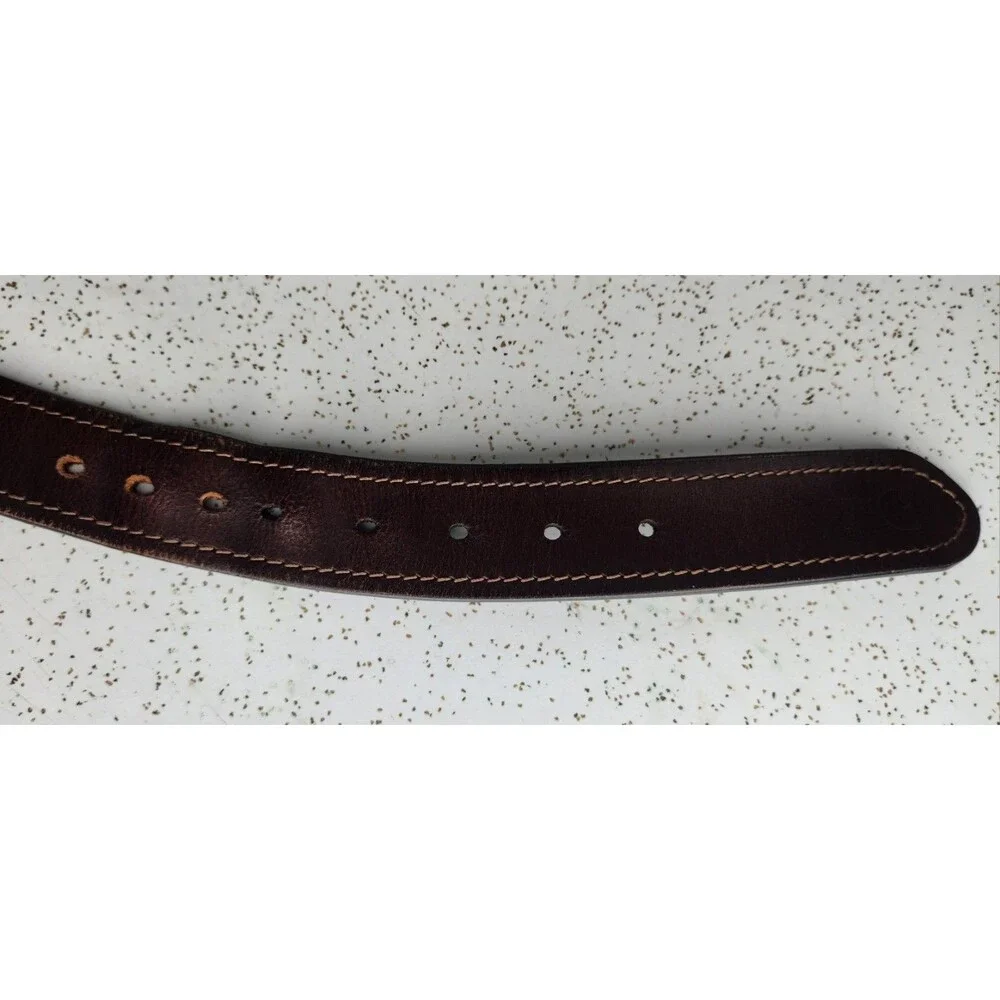 Carhartt Men’s Genuine Cowhide Belt Dark Brown w/Silver Buckle Size 42” WB5561-M